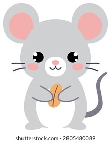 Cute little mouse holding a seed