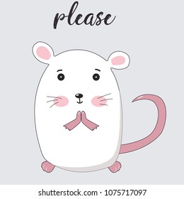 cute little mouse vector illustration please white