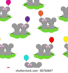 Cute little mouses with balloon