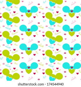 Cute little mouses with hearts