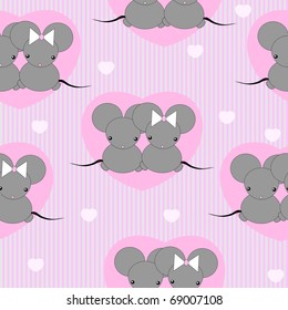 Cute little mouses with hearts