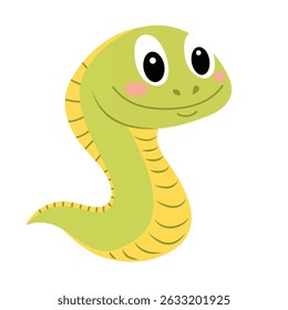 Cute Little Muraena Isolated on White Background in Flat Style. Hand Drawn Vector Art.