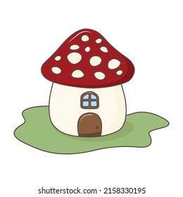 linda casa de hongos, vector