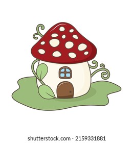 cute little mushroom house, vector