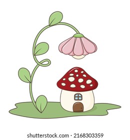 cute little mushroom house, vector