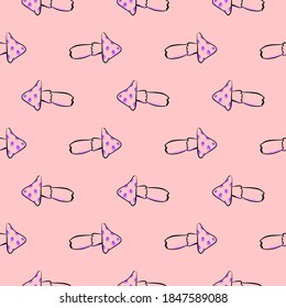 Cute little mushrooms, seamless pattern on pink background.