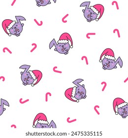 Cute little music note character. Seamless pattern. Funny cartoon element. Hand drawn style. Vector drawing. Design ornaments.