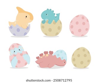 Ilustração do vetor do dinossauro recém-nascido bonito