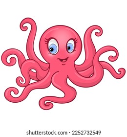 cute little octopus, baby octopus vector illustration 