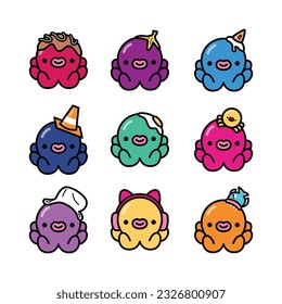 CUTE LITTLE OCTOPUS CARTOON VECTOR COLLECTION