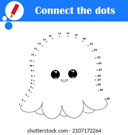 Pequeño pulpo lindo. Conecte los puntos por números para dibujar el pulpo. Punto a punto