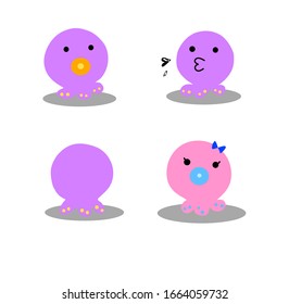 Cute little octopus with friends