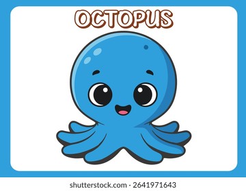 Cute little  octopus  happy smile cartoon illustration.