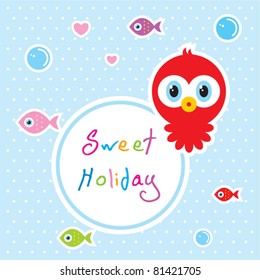 cute little octopus sweet holiday greeting tag