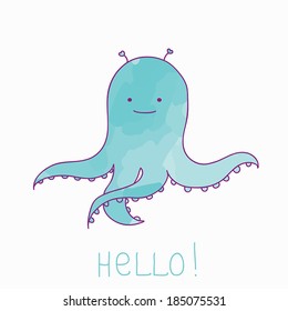  cute little octopus. vector illustration.