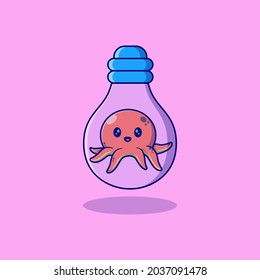 cute little octopus vector illustration design in incandescent lamp