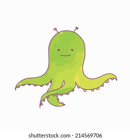 cute little octopus. vector illustration. 