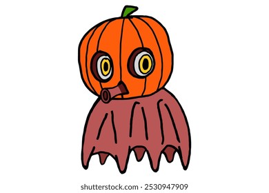 Cute Little Octopus wearing a Halloween Pumpkin Mask