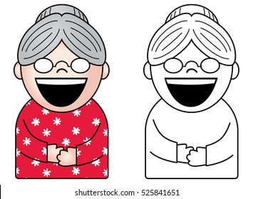 Cute Little Old Lady Illustration Vector