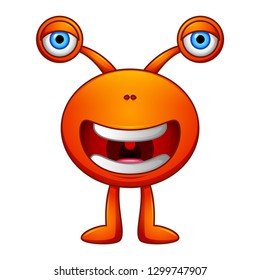 Cute little orange cartoon monster isolated