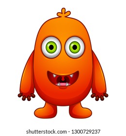 Cute little orange cartoon monster isolated