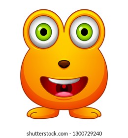 Cute little orange cartoon monster isolated