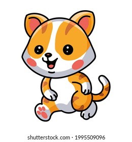 Cute little orange cat cartoon running