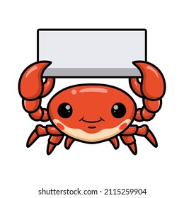 Cute little orange crab cartoon with blank sign