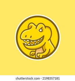 Cute little orange dinosaur. Simple vector illustration design of cartoon animal