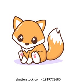 cute little orange fox sitting
