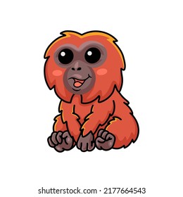 Cute little orangutan cartoon sitting