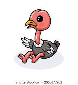 Cute little ostrich bird cartoon sitting