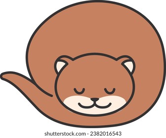 Cute little otter. Animal cartoon character. Vector illustration.