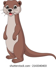 Cute little otter cartoon standing