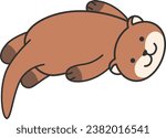 Cute little otter. Cartoon vector illustration isolated on white background.