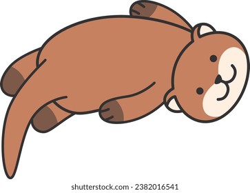 Cute little otter. Cartoon vector illustration isolated on white background.