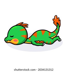 Cute little oviraptor dinosaur cartoon sleeping