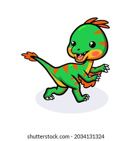 Cute little oviraptor dinosaur cartoon running