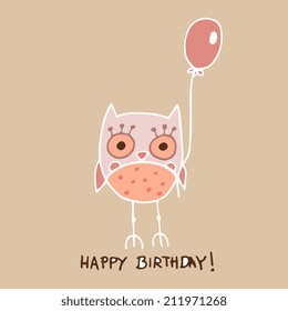 cute little owl with the balloon
