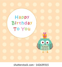 cute little owl birthday greeting