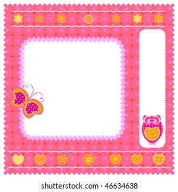 cute little owl and butterfly frame