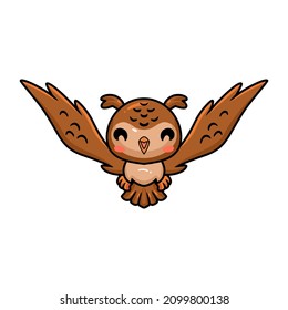 Cute little owl cartoon flying