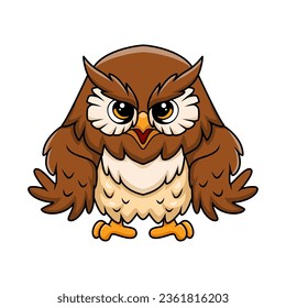 Cute little owl cartoon on white background