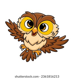 Cute little owl cartoon on white background