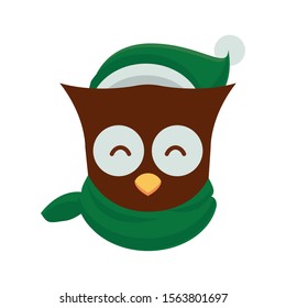 cute little owl with christmas clothes vector illustration design