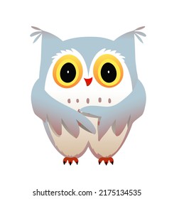 Cute little owl clipart illustration for children. Adorable baby animal cartoon for kids. Isolated vector clipart.