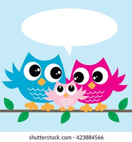 cute little owl family