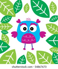 cute little owl in forest