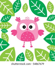 cute little owl in forest