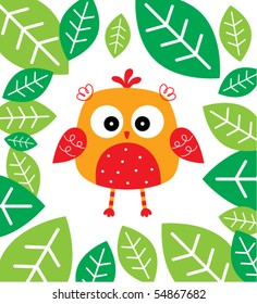 cute little owl in forest